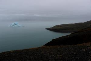 View of iceberg from land