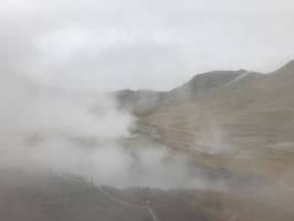 Steam near hot spring