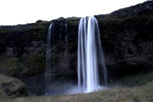 Seljalandsfoss after sunset in its entirety