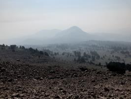 View of mountains in Lassen Park with smoke from forest fires