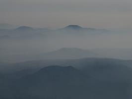 Smoke covering landscape seen from Lassen Peak summit