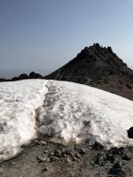 Snow on path to true summit of Lassen Peak