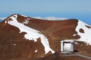 View from top of Mauna Kea with snow