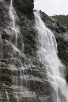 Close up of waterfall near end of milford track