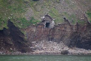 Hole in rock from Grumant mine