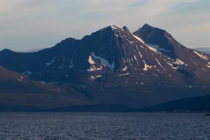 Mountains seen from boat outside Tromsø